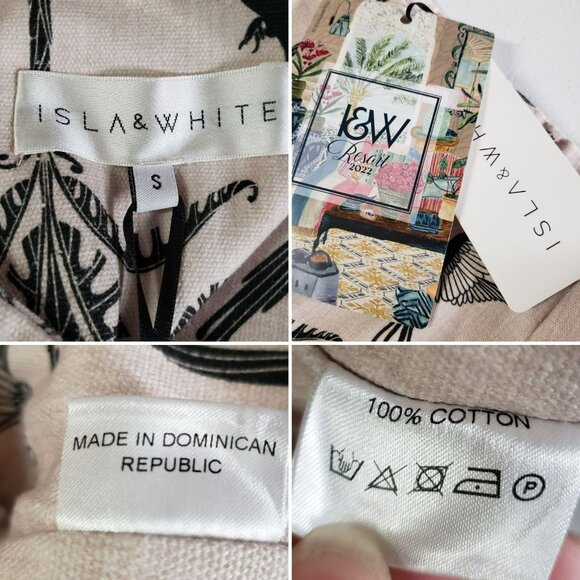 NEW Isla & White Jungle Print Crop Top Cream Black Boho Resort Vacation Chic - Picture 12 of 12